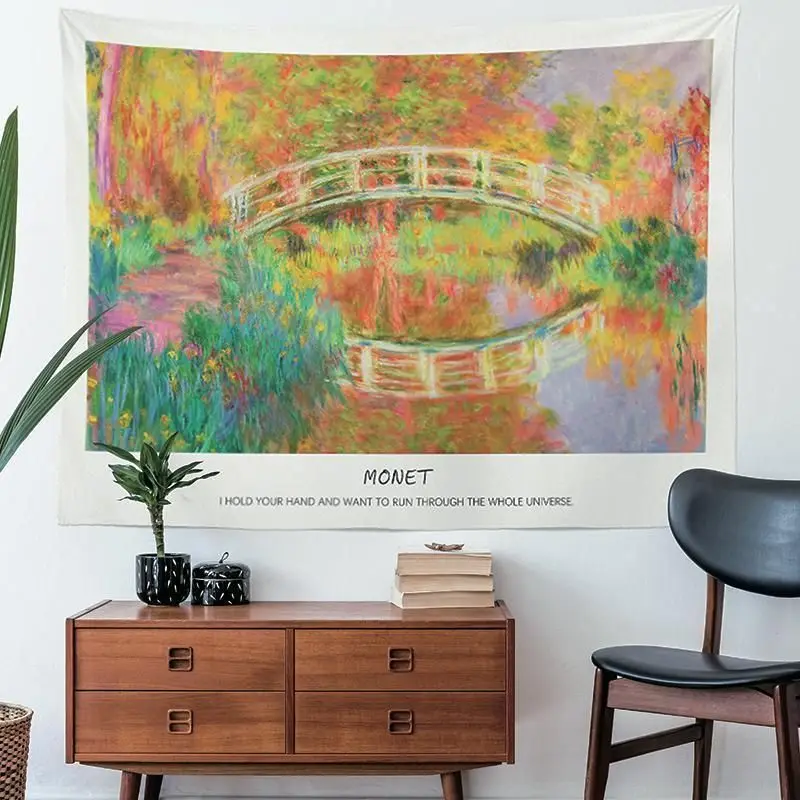 Retro Art Oil Painting Landscape Wall Tapestry Wall Hanging Nature Scenery Living Room Bedroom Dorm Home Decor