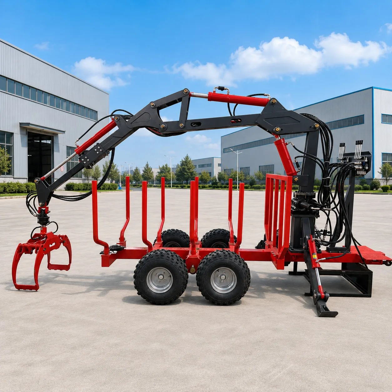 Factory Price Log Trailer With Crane Timber Loader Wood Lifting Transport Machine for Forestry