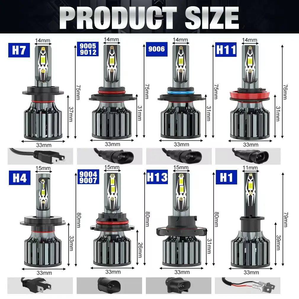 ZTZPIE 6000K HB3 HB4 9005 9006 H1 H7 Canbus Led H4 H11 Turbo Bulbs Led CSP Lamp Car Headlight Fog Light  200000LM 300W