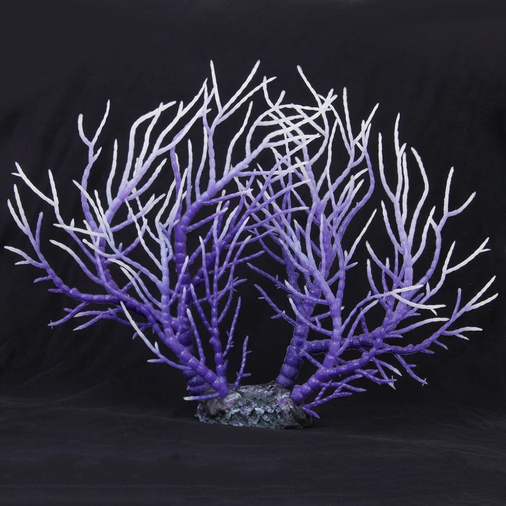 

Purple 24*20cm Soft Artificial Coral Ornament Fish Tank Decor Aquarium Accessories Resin Base Coral Decorations Freshwater