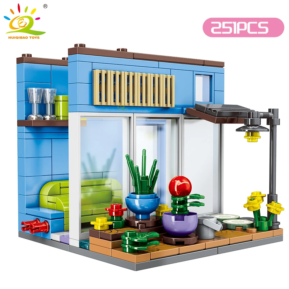 HUIQIBAO City Friends MOC House Model Building Blocks City Architecture Bedroom Brick Children Construction Toy Kid Girl Game