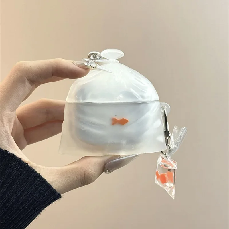 

Earphone Case For Airpods 4 airpods 3 airpods pro 2 Wireless Bluetooth earphone case Bag with Goldfish Case Fun Key Chains