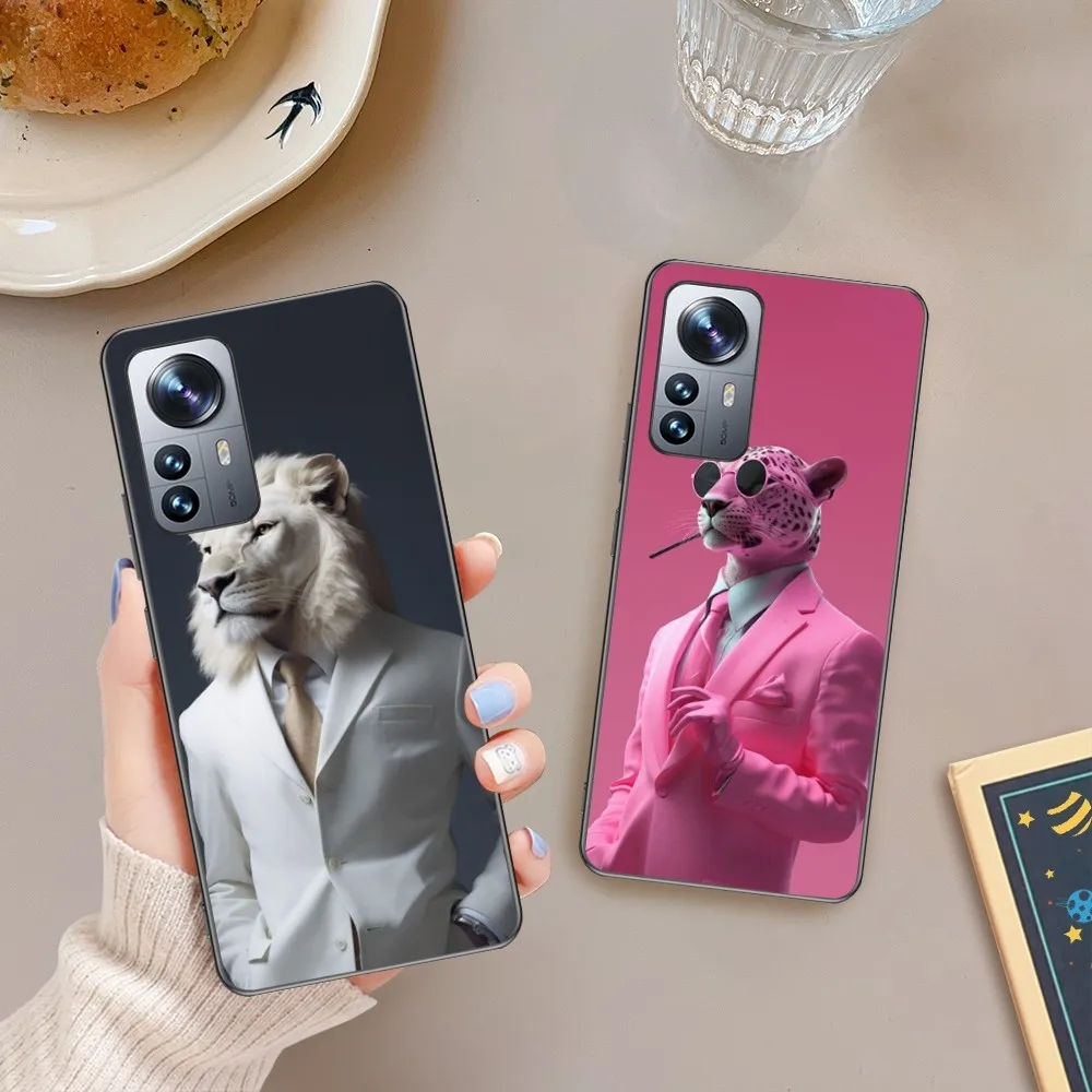 Luxury Fashion Mr. Animal  Phone Case For Xiaomi 13 12 11 Redmi Note12 Poco F5 F4 Series Soft Black Phone Cover