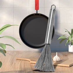 Stainless Steel Pan Brush Long Handle Strong Decontamination Useful Things For Kitchen Limpieza Cleaning Tools Home Supplies