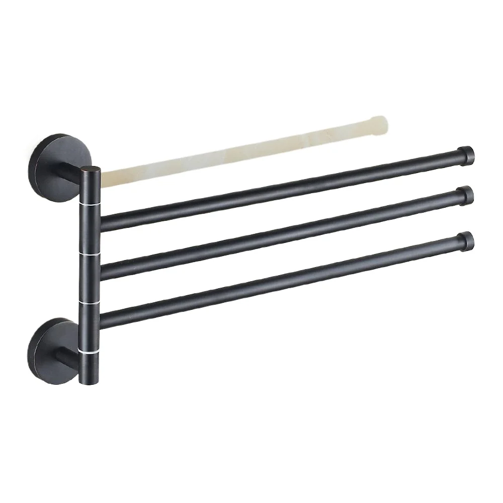 Antique Black Bronze Rotating Towel Bar European Brushed Movable 2/3/4/5 Arms brass Towel Rack Wall Mounted