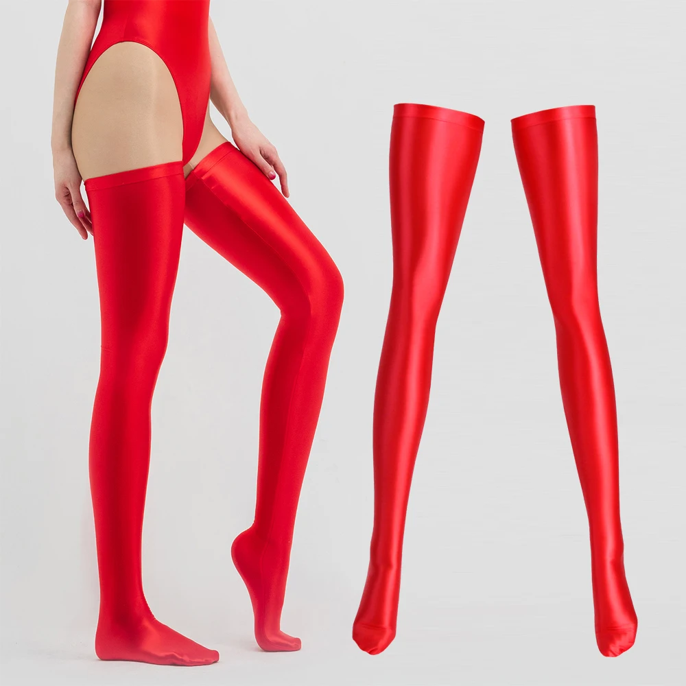 

Women Oil glossy tight sexy long tube trouser socks high elasticity over the knee thighs beautiful legs shaping long stocking