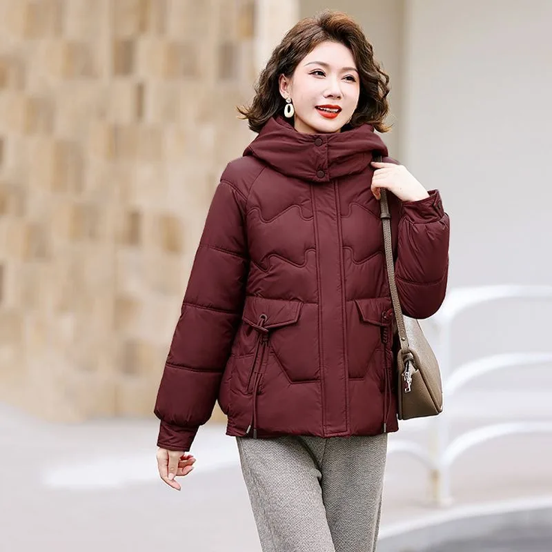 Mother Winter Down Cotton-Padded Clothes 2026new Winter Jacket short  cotton-padded jacket Women Solid Color Thick Hooded Parka