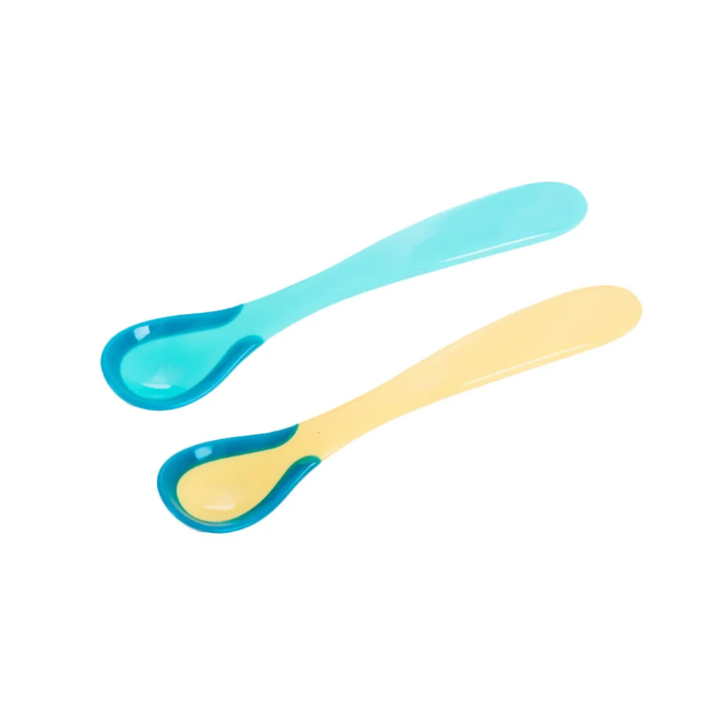 

2Pcs Infant Feeding Spoon Temperature Heat Sensing Color Changing Baby Safety Spoon Smooth Long Handle