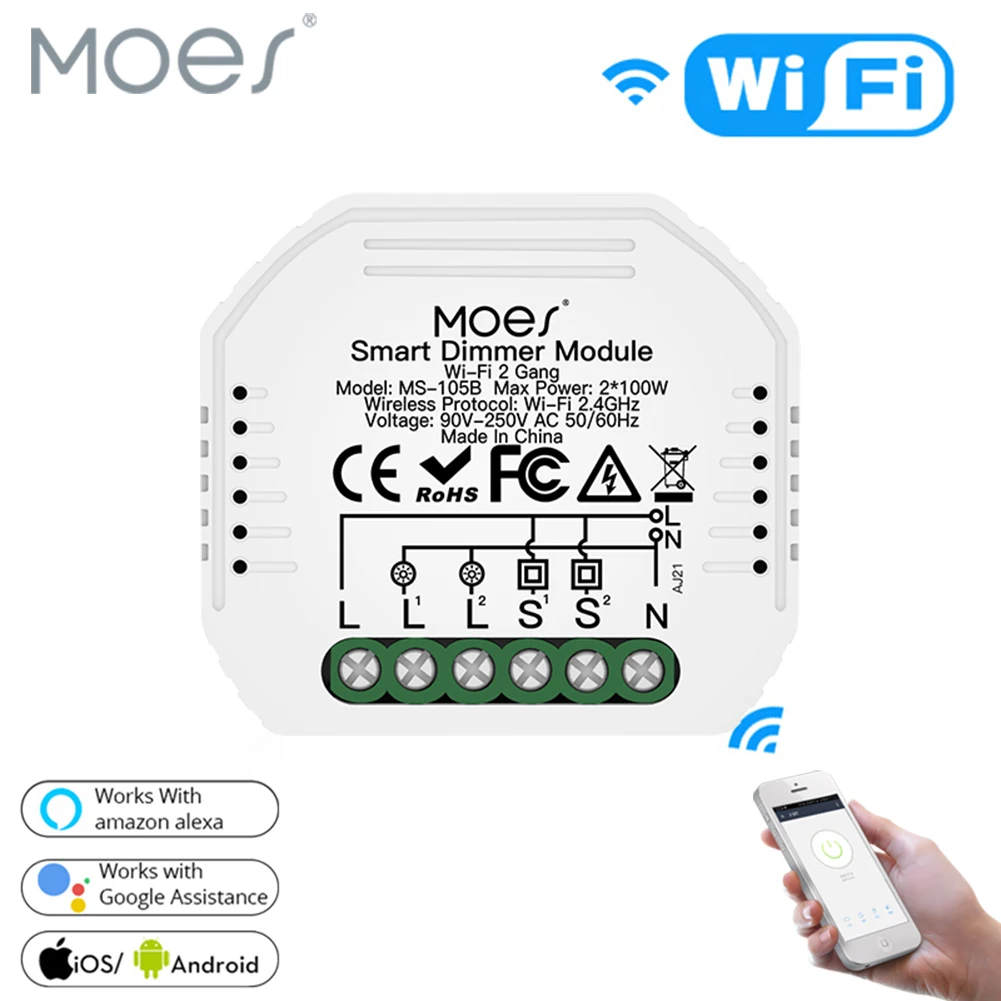 Moes Smart ZigBee WiFi Switch Module Dimmer Curtain Switch Smart Life App Remote Control Alexa Google Home Voice Control