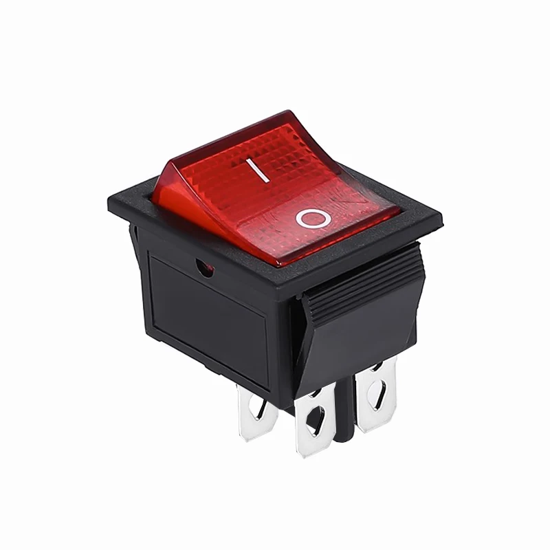 5pcs 2 Position Red Light Rocker Switch 16A/250V KCD4-20 4 Pin ON/OFF Toggle Switches 35 x 25.5 x 10mm