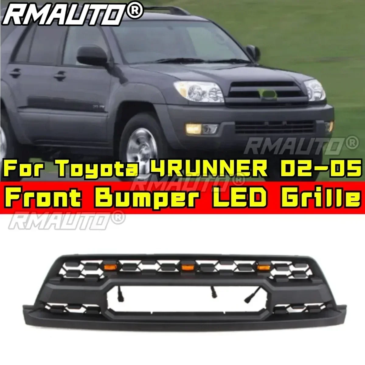 Bumper Grill For Toyota 4RUNNER 2002-2005 Car Front Bumper Racing Grille Grillg Body Kit ABS Front Bumper Grille Car Accessories