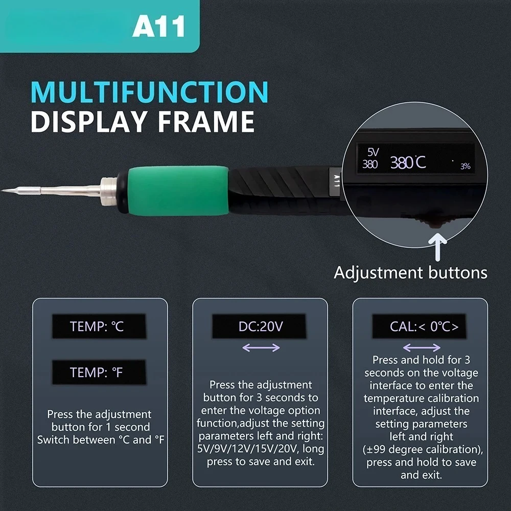

NEW a11 Portable Soldering Iron Station Electric Solder Pen 2S Fast Heating USB Rechargeable for Electronics Repair C210handle