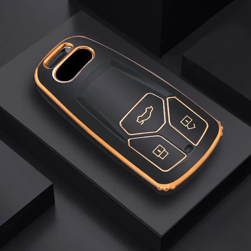 Capa tpu para chave remota de carro, capa para audi a4 b9 a5 a6 8s 8w q5 q7 4m s4 s5 s7 tt tts tfsi rs protetor fob sem chave