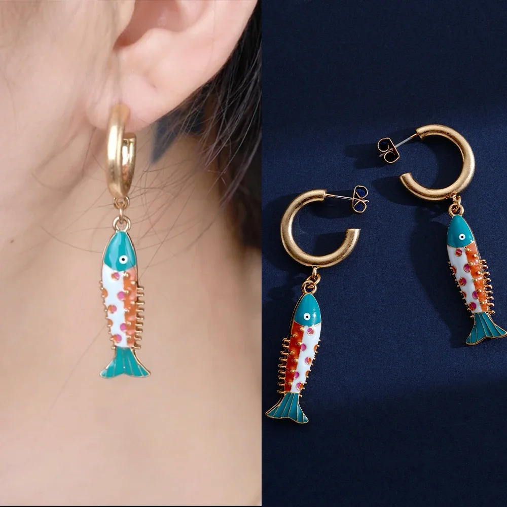 

Cute Fish Drop Earrings Stainless Steel with Mermaid Pendants Women Boho Y2k Accessories Trendy 2024 Jewelry Free Shipping