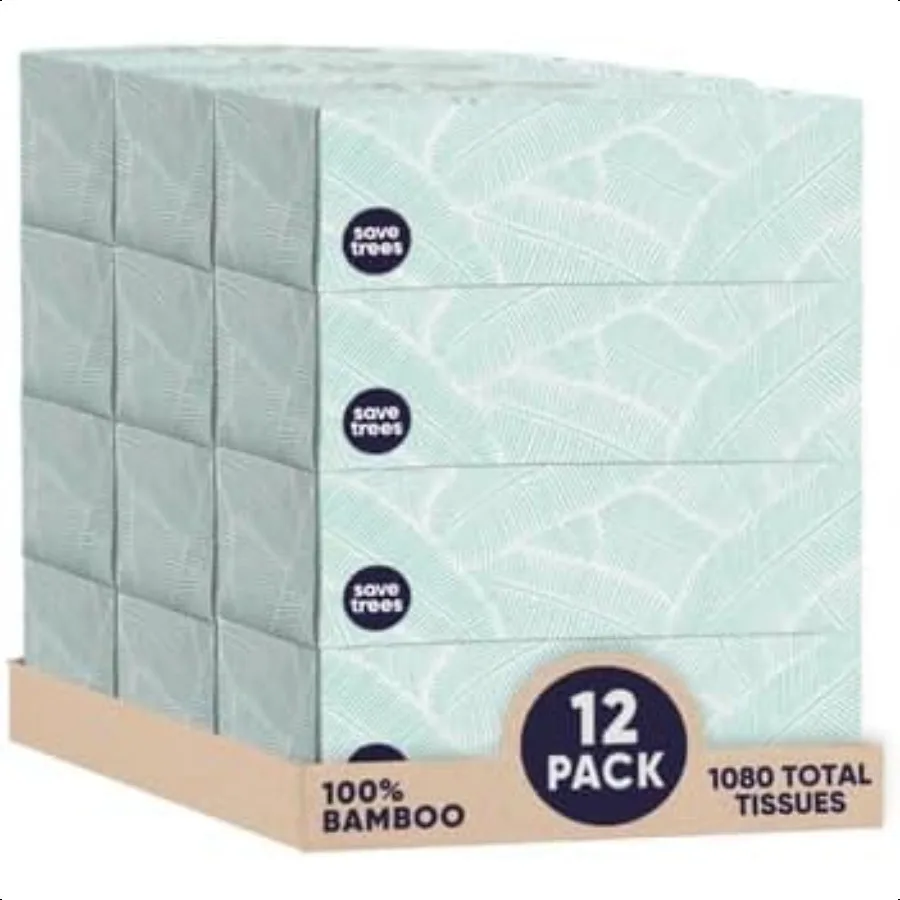 Fazzoletti per il viso in bambù 12 scatole di fazzoletti ipoallergenici ecologici a 3 strati 90 fogli per scatola Confezione in plastica certificata FSC gratuita