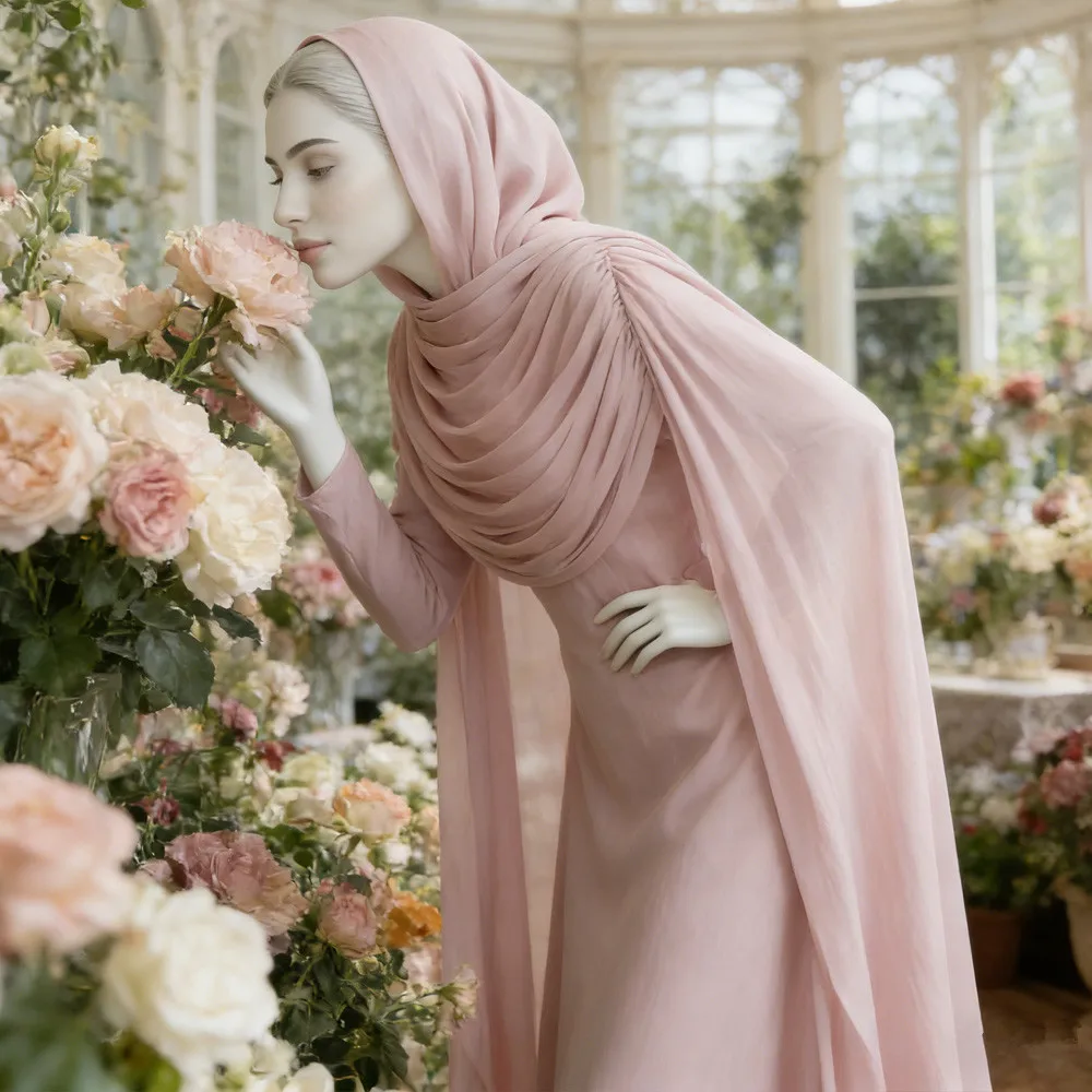 

Dubai Pleated Abaya Cloak Cape Evening Dress Women Muslim Hijab Set Turkey Robe Kaftan Djellaba Islam Clothing Jalabiya Vestidos