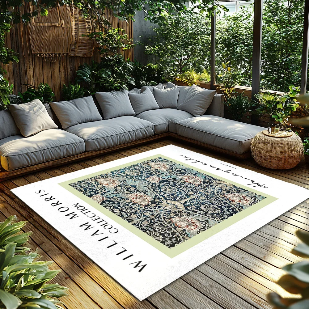 Vintage William Morris Floral Area Rug Persian Style Home Decor Non-Slip Doormat Bohemian Carpet Traditional Design Floor Mat