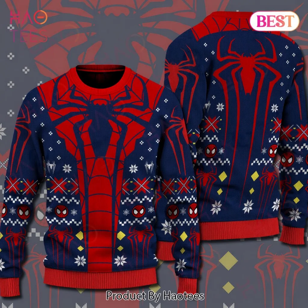 

2026 New Spider Gwen Marvel Superhero Christmas Spider Universe Edge Ugly Sweater Men Autumn Winter Christmas Gift Party