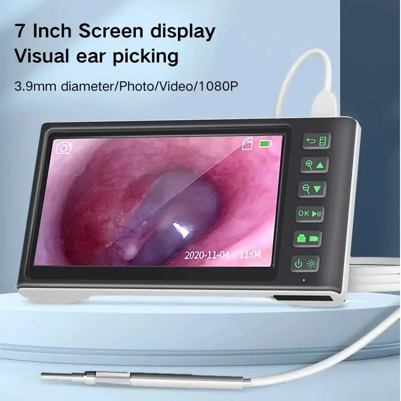 3.9mm 7 Inch Digital Otoscope HD 1080P for Cleaning Ears Smart Visual Ear Picker Type-C Earwax Digging Ear Care Home Tools