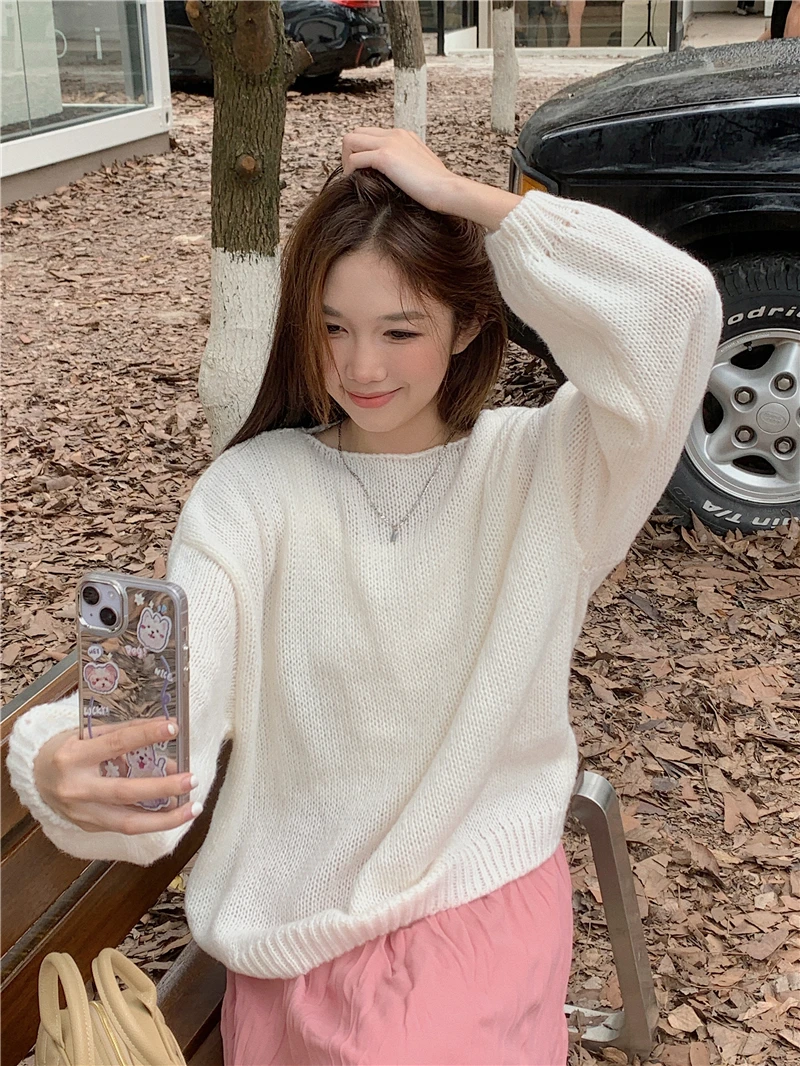 

Knitted Sweater Women Loose Pullover Casual Thin Sun Protection Sunscreen Clothes Air Conditioning Shirt Top