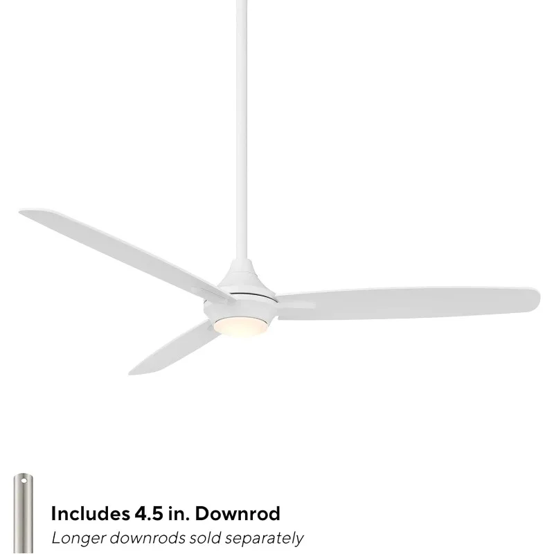 Fans Blitzen Indoor and Outdoor 3-Blade Smart Home Ceiling Fan 54in Matte White with 3000K LED Light Kit