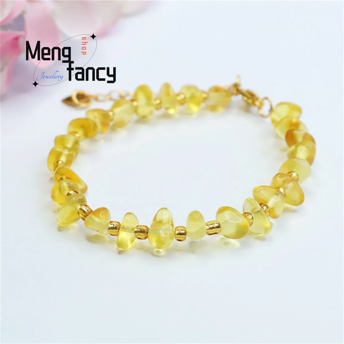 

Natural Amber Honey Wax Gold Pur Random Bracelet Simple Generous Fashion Charm Versatile Boutique Personality Women Fine Jewelry