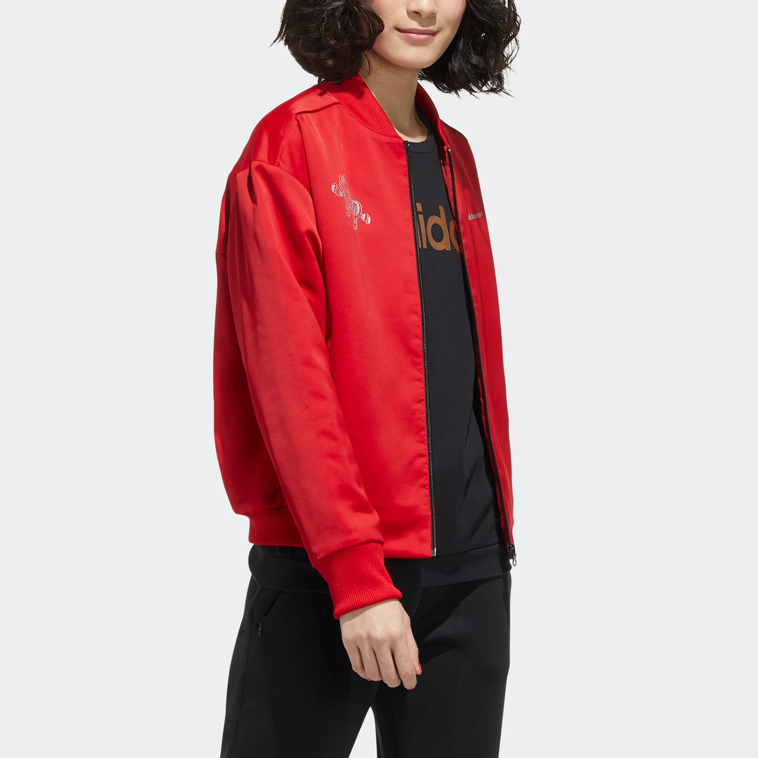 Adidas genuine NEO0 new women's stand up collar zipper warm sports cotton jacket GF7108