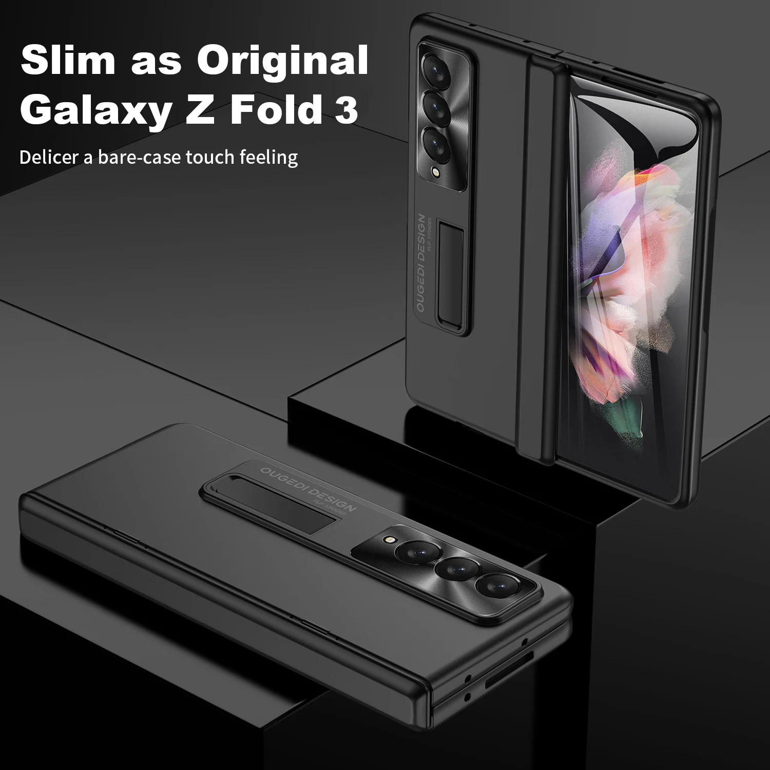 

Slim Armor Case for Samsung Galaxy Z Fold 3 Full Coverage Hinge Protection Shockproof Cover with Stand Built-in Screen Protector