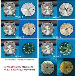 36mm Watch Case + Dial + Hands for 8215 8200 Movement Modified Part Blue/Green Luminous Dials for Mingzhu 2813 Movements