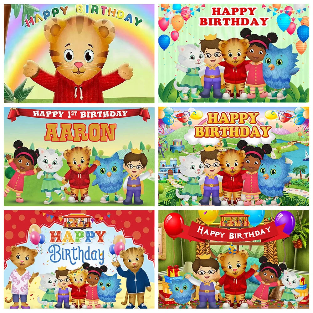 

Cartoon Little Tiger Theme Backdrop Children Birthday Party Decorations Banner Background Daniel Baby Shower Gifts Photo Props