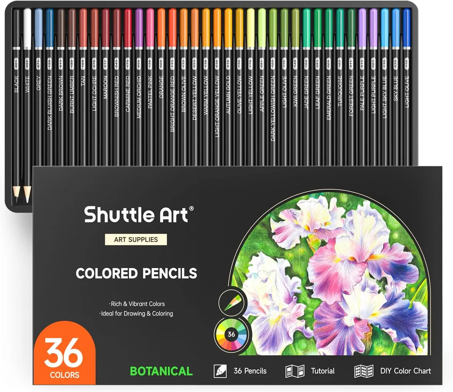 

36 Botanical Colored Pencils for Adults & Kids - Soft Core, Break-Resistant, Non-Toxic Drawing & Coloring Set