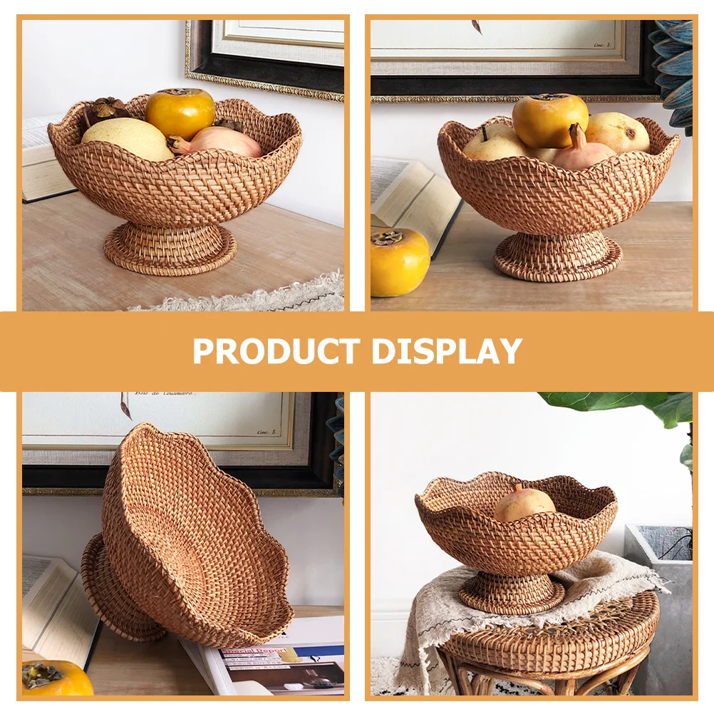 Fruit Dish Rattan Plate Shelves Key Storage Basket Seagrass Trinkets Wallet and Organizer