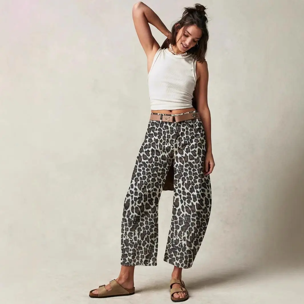 

mid Waist Tube aped Printed Women's Jeans Low Waist Bla Color Net Printing mid Stretchn Other Sle Other Fabric
