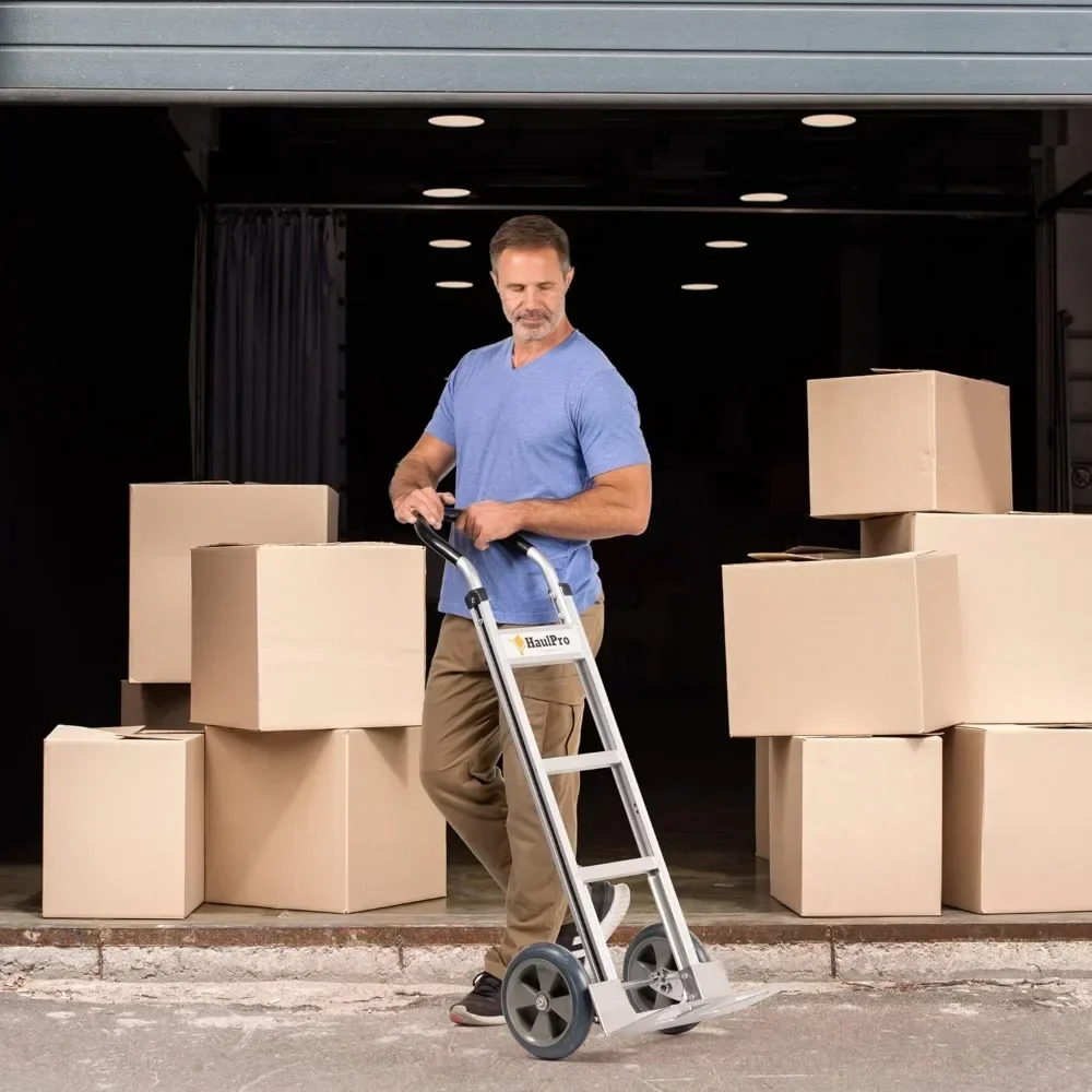 Carrello a mano per impieghi gravosi con maniglia ad anello orizzontale-capacità di 500 libbre-ruote in gomma da 10 ",-carrello in alluminio per lo spostamento