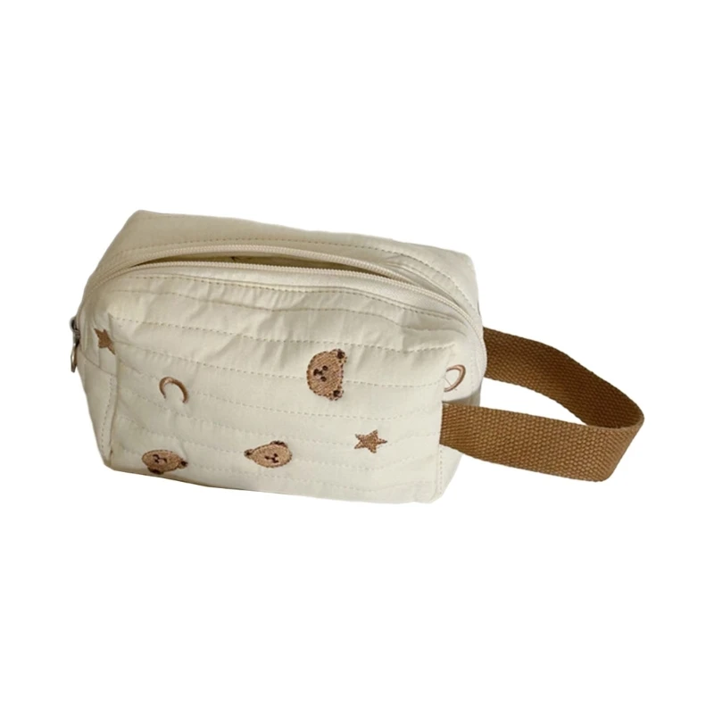 

Cute Bear Moon Pattern Cosmetic Bag Women Zipper Travel Toiletry Organizer Handbag Lady Casual Makeup Bag for Home Daily Use