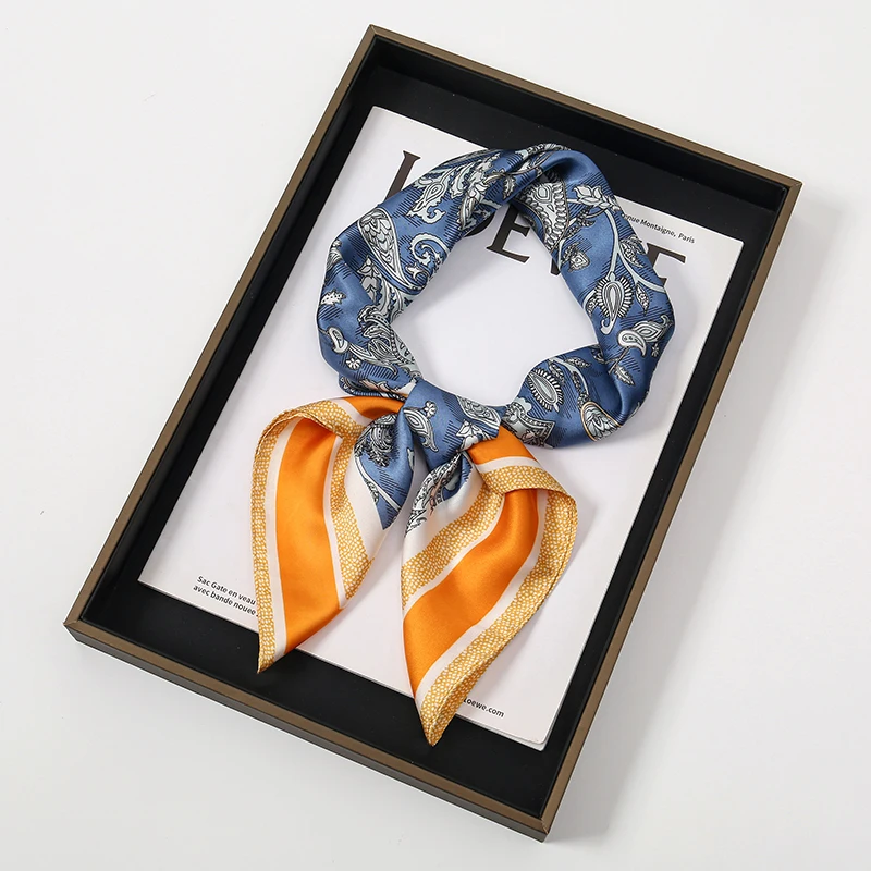 Boheemse Stijl Print Luxe Merk Zijden Vierkante Sjaal Vrouwen Satijnen Sjaals Halsdoek Wrap Sjaals Bandana Haar Hjiab Bloemen