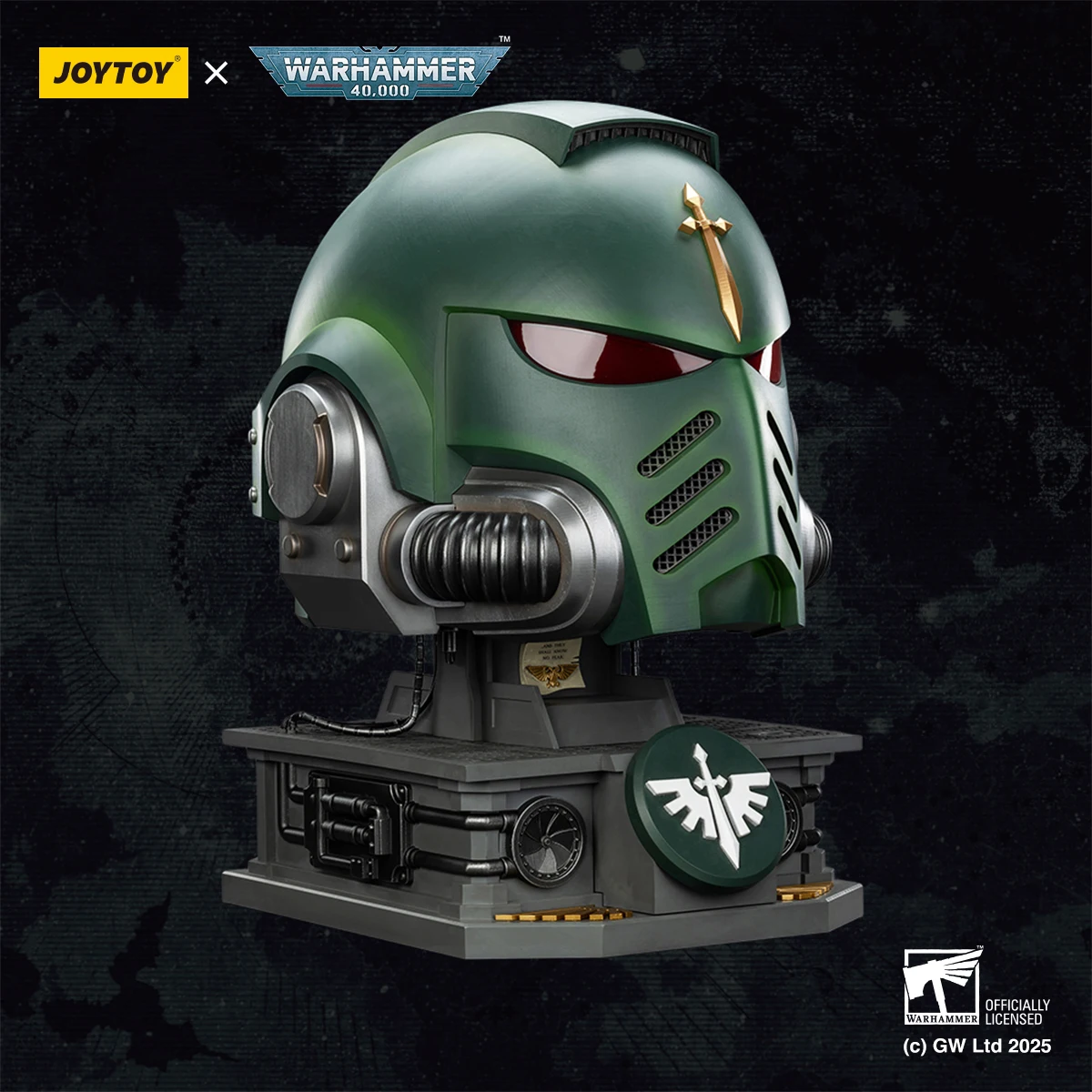 Hełm Dark Angels MKX 1:1 Figurka Akcji JOYTOY Warhammer 40K Zabawki Model Kolekcja Hełmów Dark Angels Stojak Ekspozycyjny