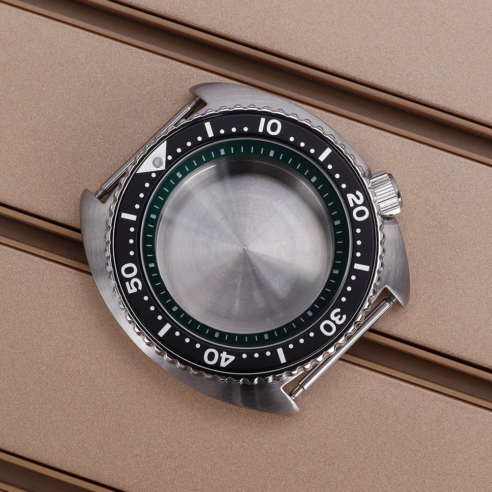 45mm Men's Watch Case Sapphire Waterproof For Turtle Abalone Seiko NH35 NH36 NH38 NH34 Movt 28.5mmDial 120clicks 316L Steel Case