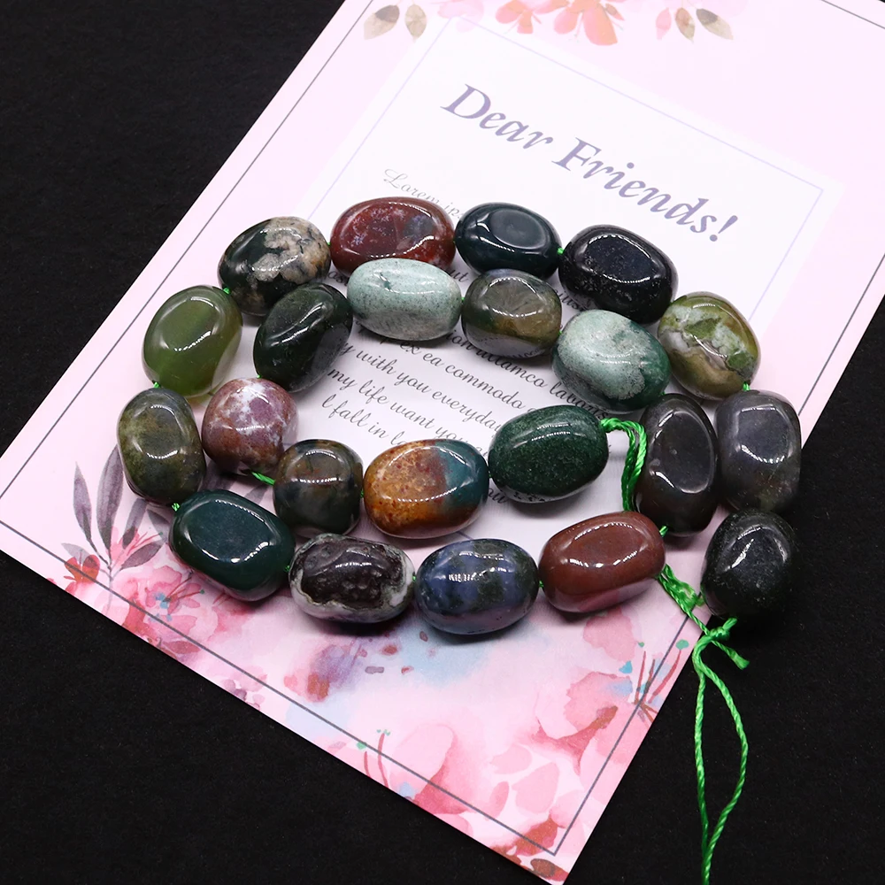 Geometric Natural Stone Beads 12x18mm Polished Indian Agate Straight Hole Loose Beads 1 Strand For DIY Necklaces Bracelets Gift