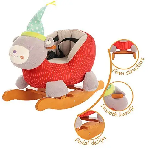 Drewniana zabawka dla dzieci z własnym logo, różne pluszaki, huśtawka, drewniane koń na biegunach, krzesło-konik na biegunach