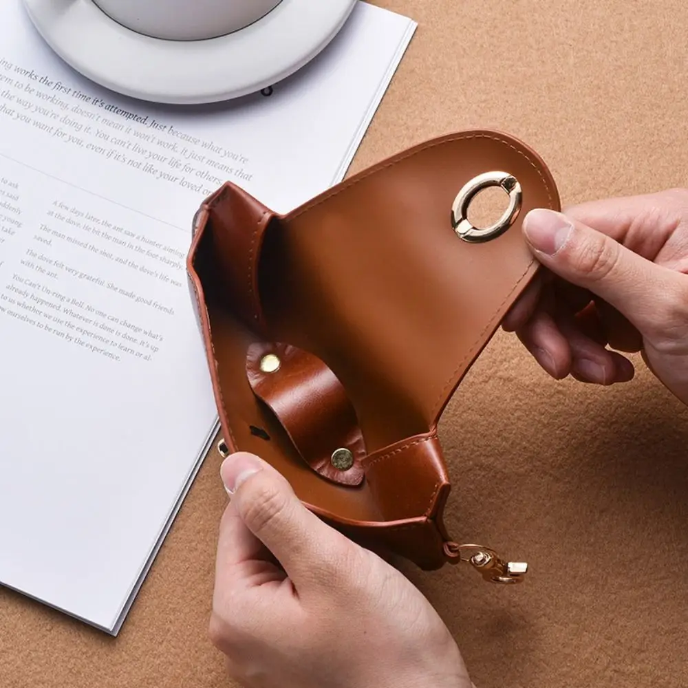

Soft Hanging Sunglasses Case PU Leather Portable Glasses Storage Bag with Lanyard Wear-resistant Eyeglasses Clip