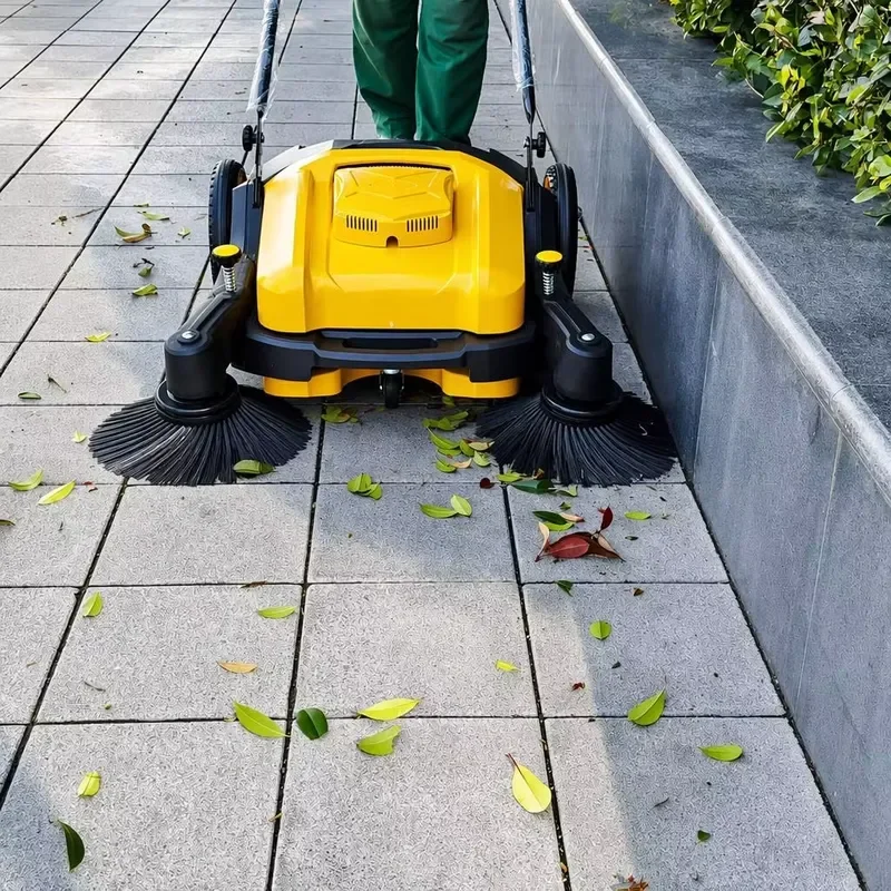 New Manual Portable Hand Push Walk-Behind Industrial Floor Sweeper with Burnishing Use 42 in Cleaning Path Non-Electric