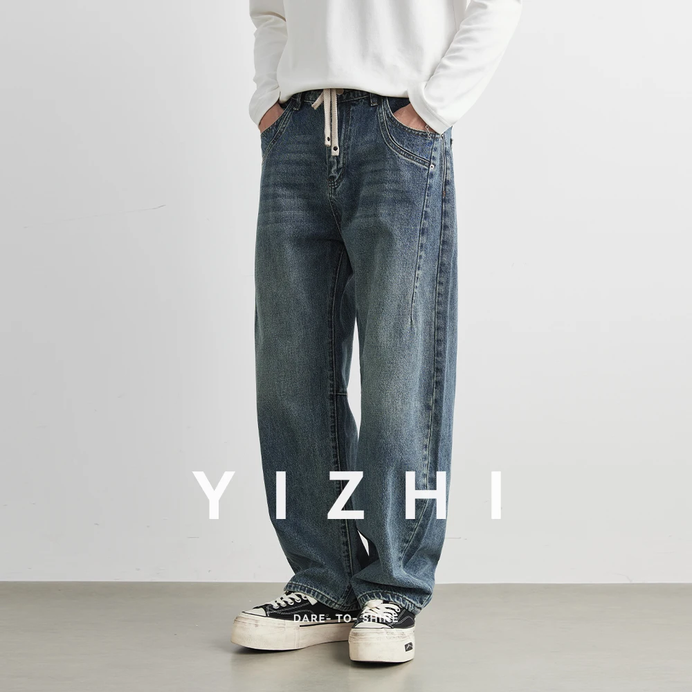 Men's Autumn Baggy Jeans Big Size 28-40 98% Cotton Wide Leg Straight Denim Pants Loose Fit Blue Jean Trousers Men Jeans Pants
