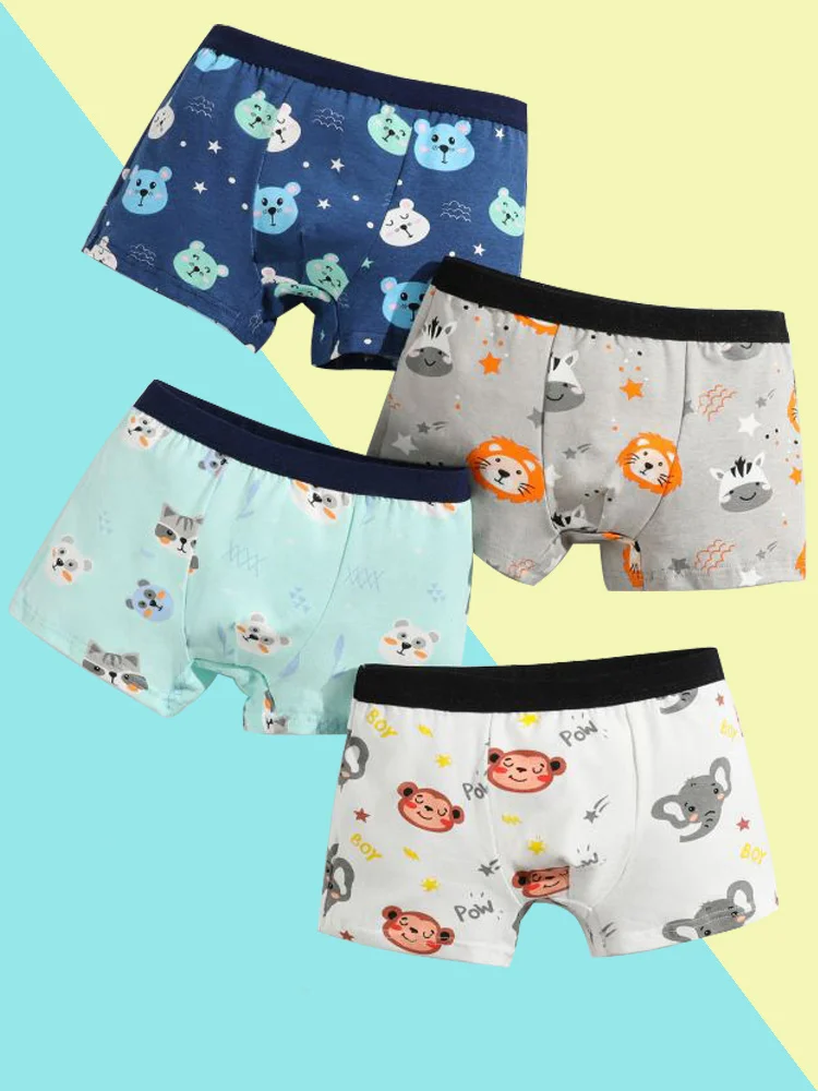 4/8 pcs Boys Boxer sets Briefs Kids Cotton Underwear Baby Underpants Teenager Cartoon Dinosaur Print Soft Children Panties 2-15Y image 4