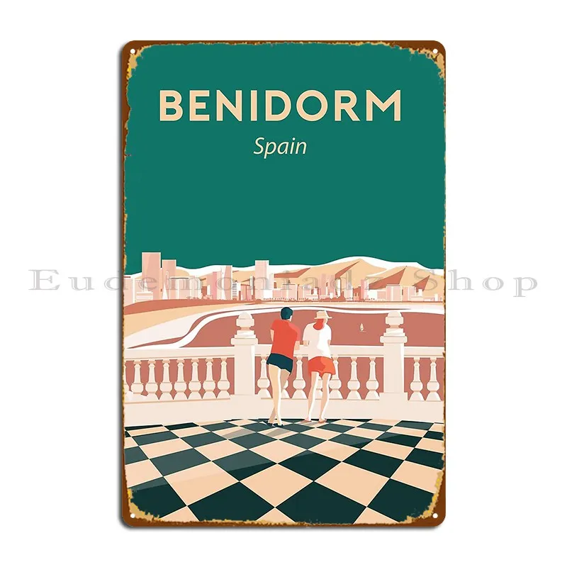 Постер Benidorm Espana Benidorm для путешествий в Испании, металлический знак для паба, индивидуальный оловянный постер