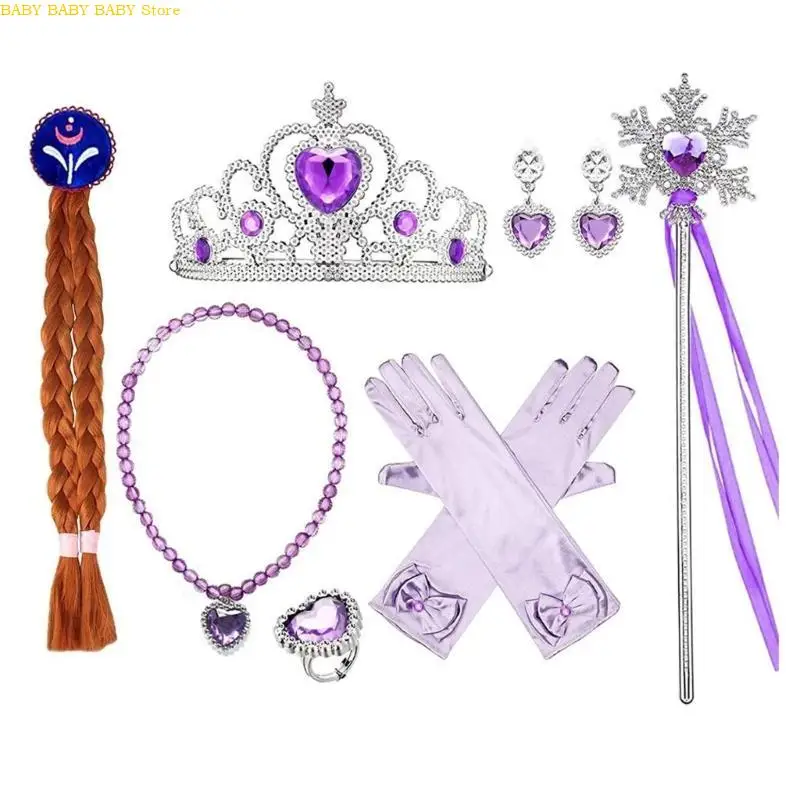 

Q81A Princess Girls Comsplay Set Crown Wand Collece Gloves Accessy