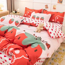 Strawberry Bedding Set Double Sheet Soft 3/4pcs Bed Sheet Set Duvet Cover Queen King Size Comforter Sets For Home For Child