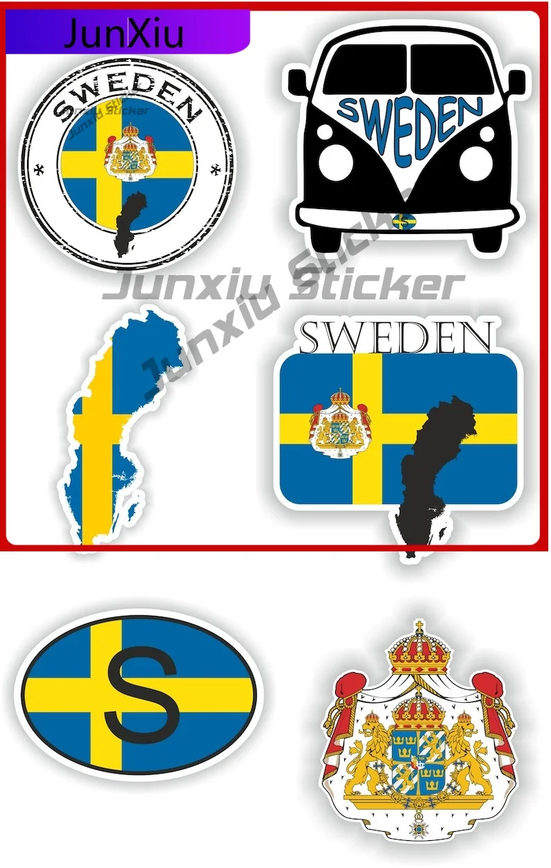 

Sweden flag Vinyl Decals A set of six pieces Stickers Custom Car Decals for V125 Motorcycle Stickers Sweden Flag Suv Bumper Wind