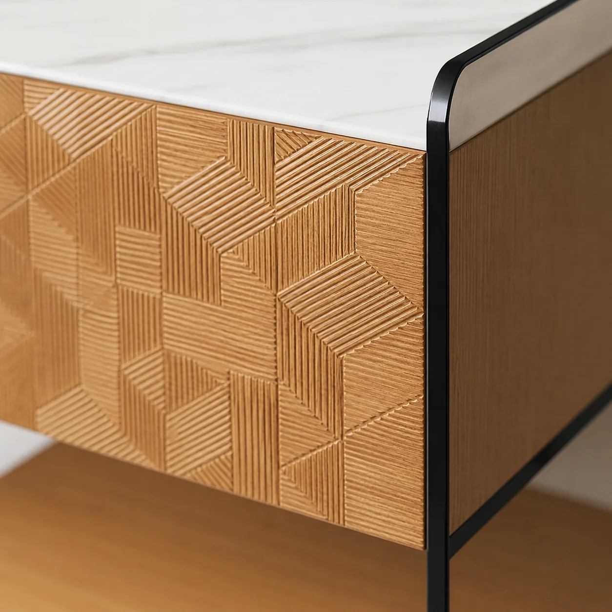 #Modern Conch Orange Light Gray E1 Board Smart Charging Nightstand Bedside Table Storage Cabinet Bedroom Wholesale