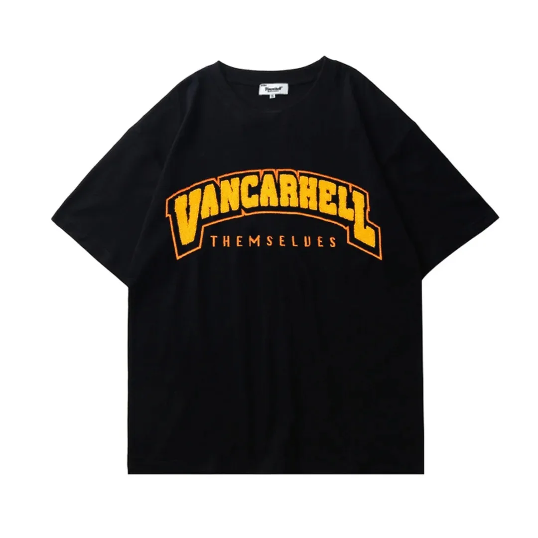 الأمريكية شارع العليا الأسود قصيرة الأكمام 2026 الصيف الرجال النساء عالية الشارع تي شيرت على طراز هاراجوكو الغنية الرجعية عادية حجم كبير #2